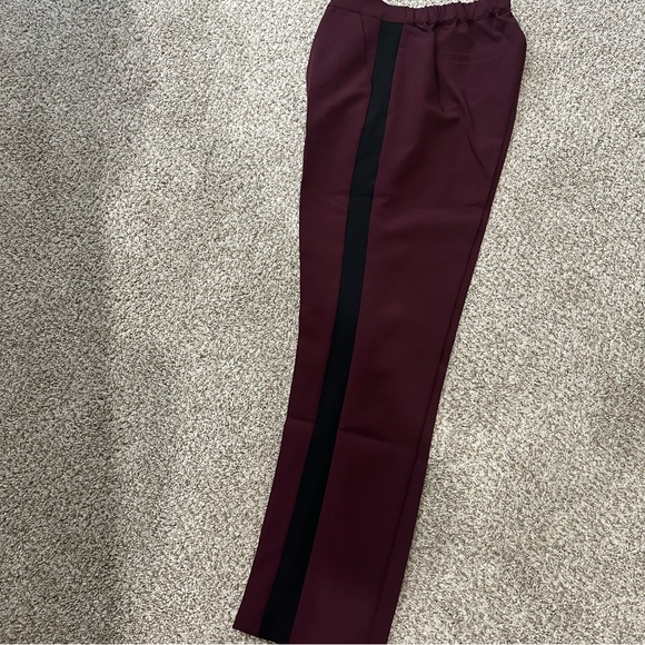 Women’s Style List By Micaela Maroon Pants With Black Stripe - Picture 2 of 7